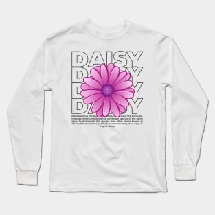 Outline purple daisy flower with text Long Sleeve T-Shirt